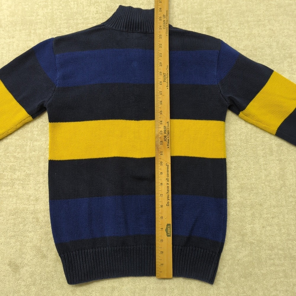 Vintage Polo Ralph Lauren 1/4 Zip Sweater Boys XL Blue Yellow Striped Pony Y2K - Picture 8 of 11